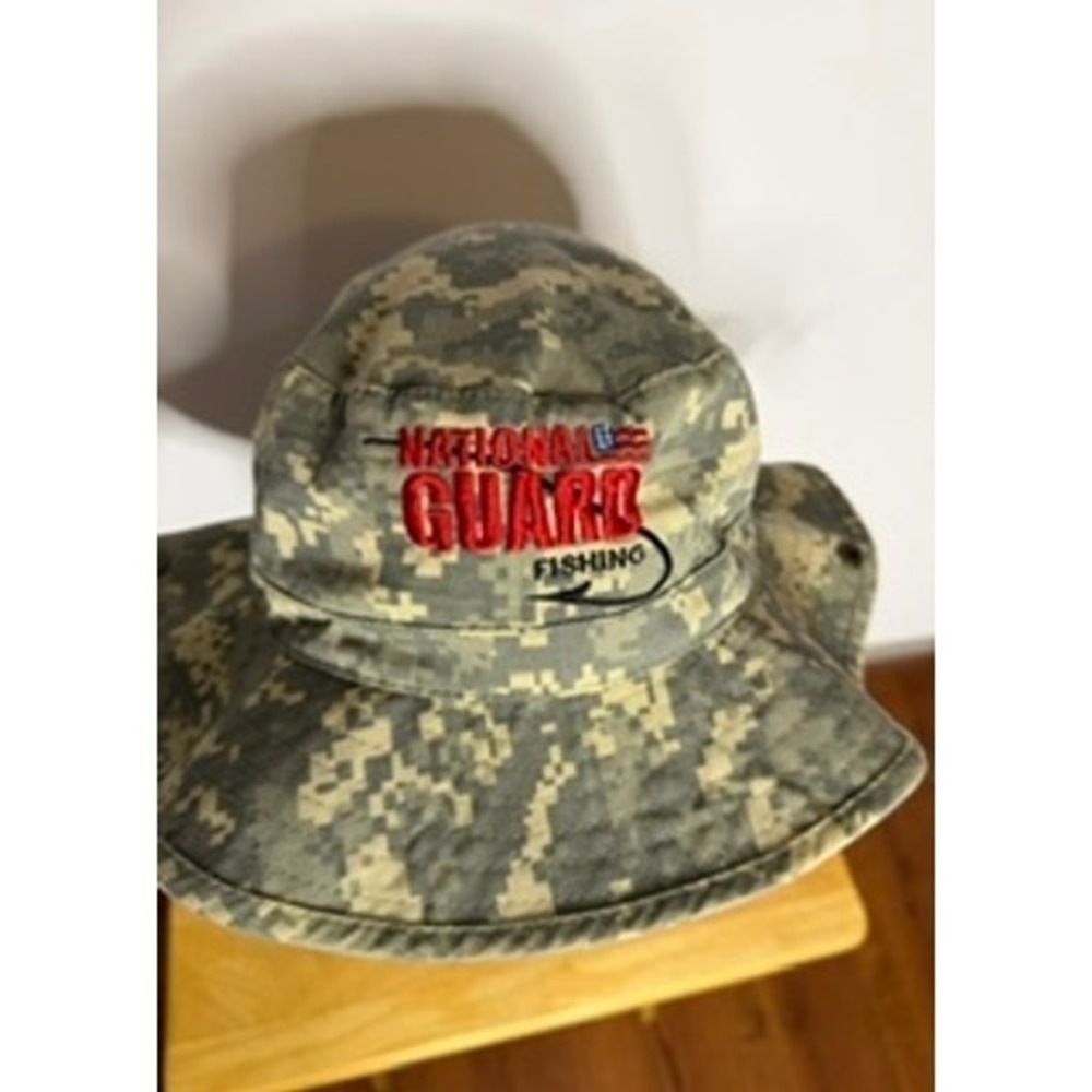 National Guard Fishing Boonie Camo Sun Bucket Hat Adjustable Strap